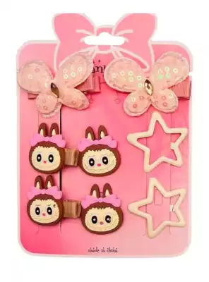 Заколки Labubu для волос, 6 шт, коричневые